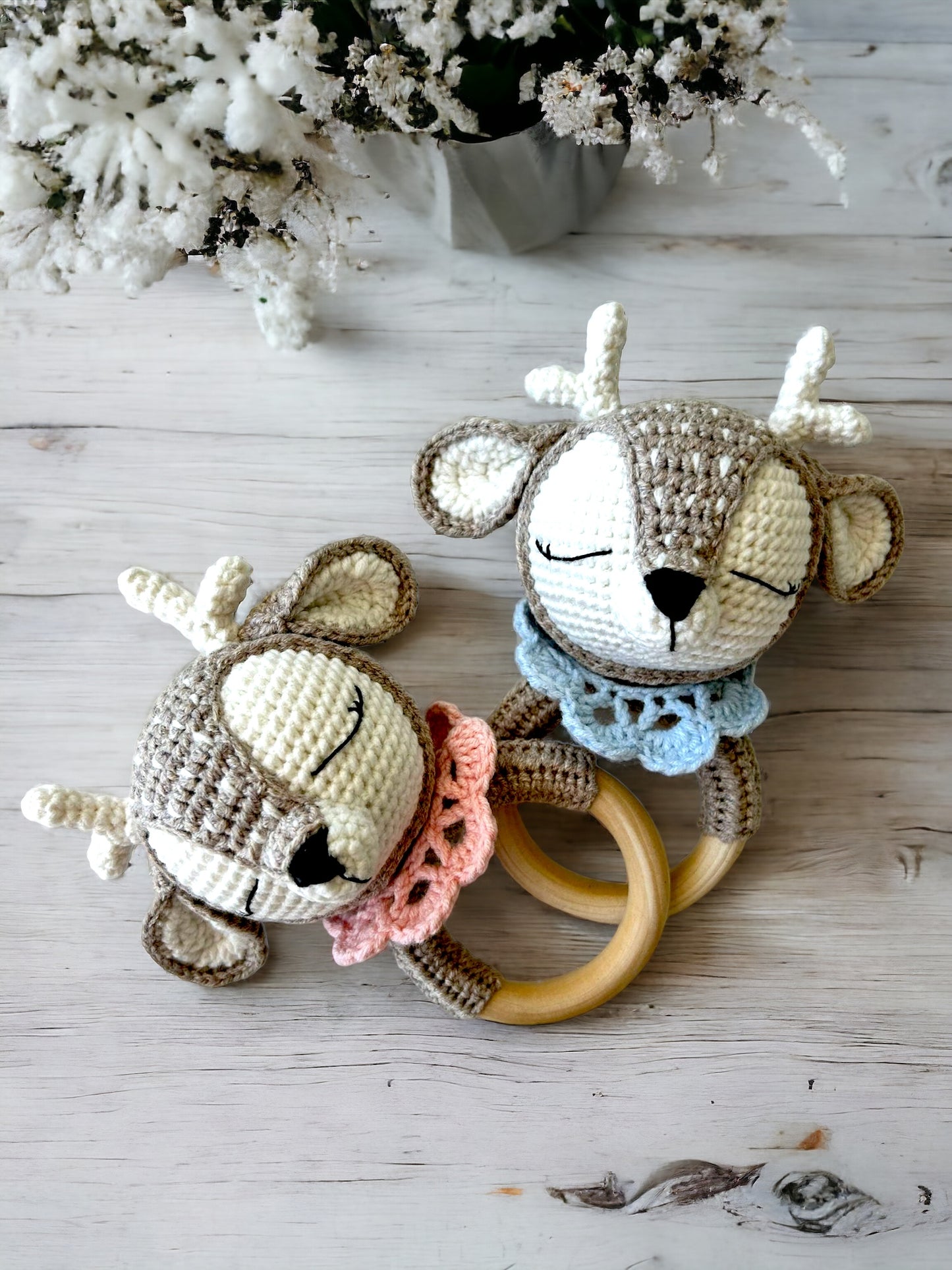 Gehäkelte Rehrassel rosa Schal Bayern Herbst