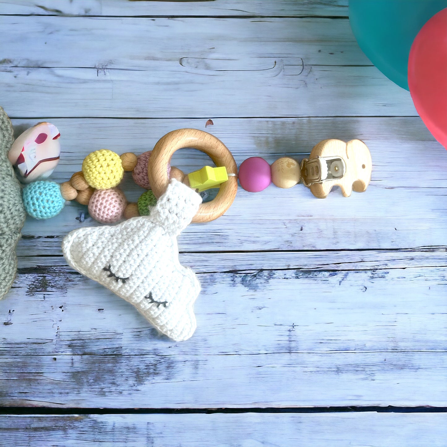 Gehäkelter Anhänger Elefant mit Wolke Sommer