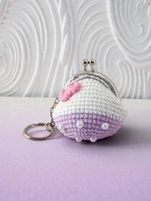 Mini-Gelbörse Portemonnaie handgehäkelt Schleife