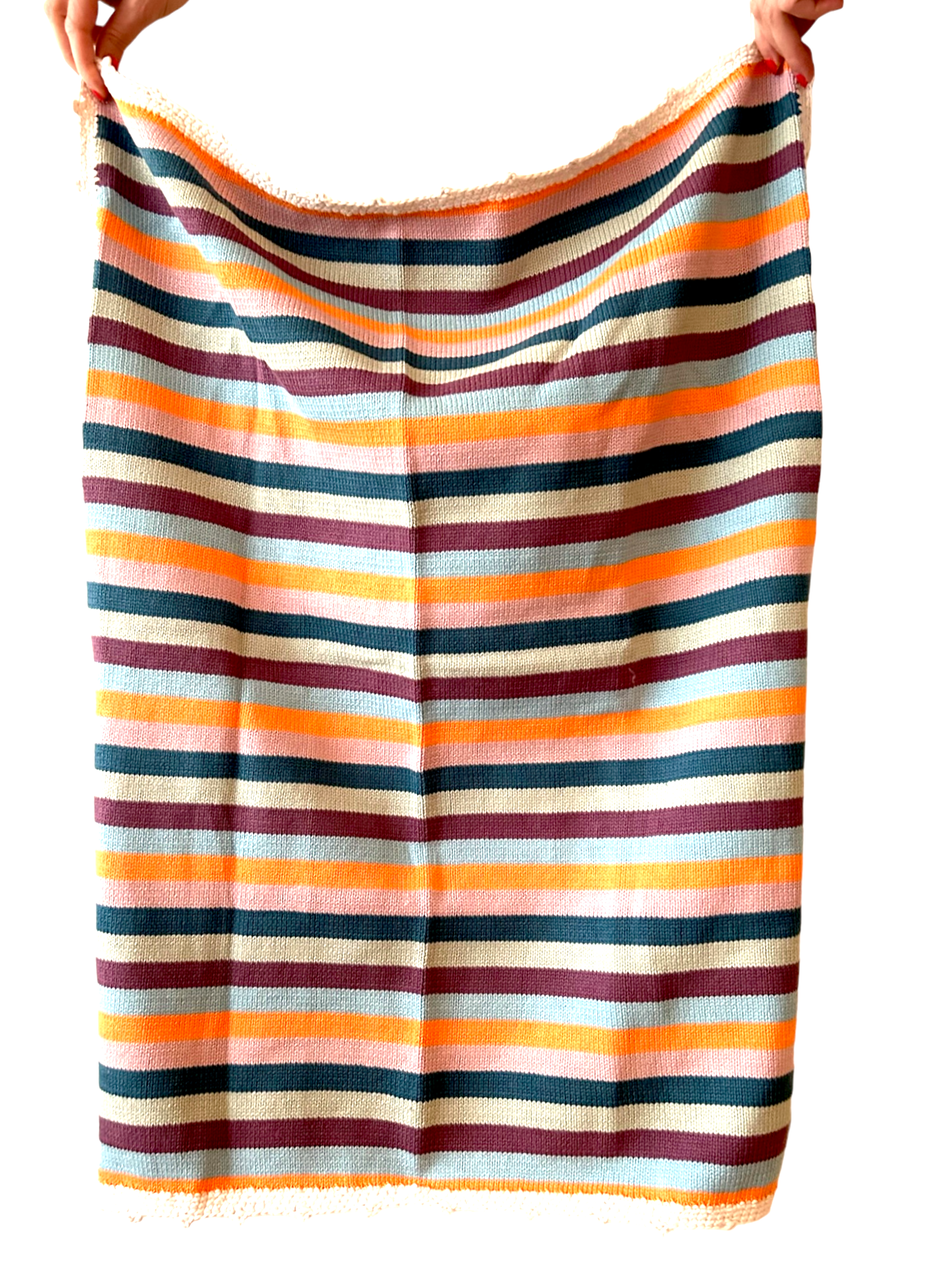 Baby-Decke gestrickt Streifen blau