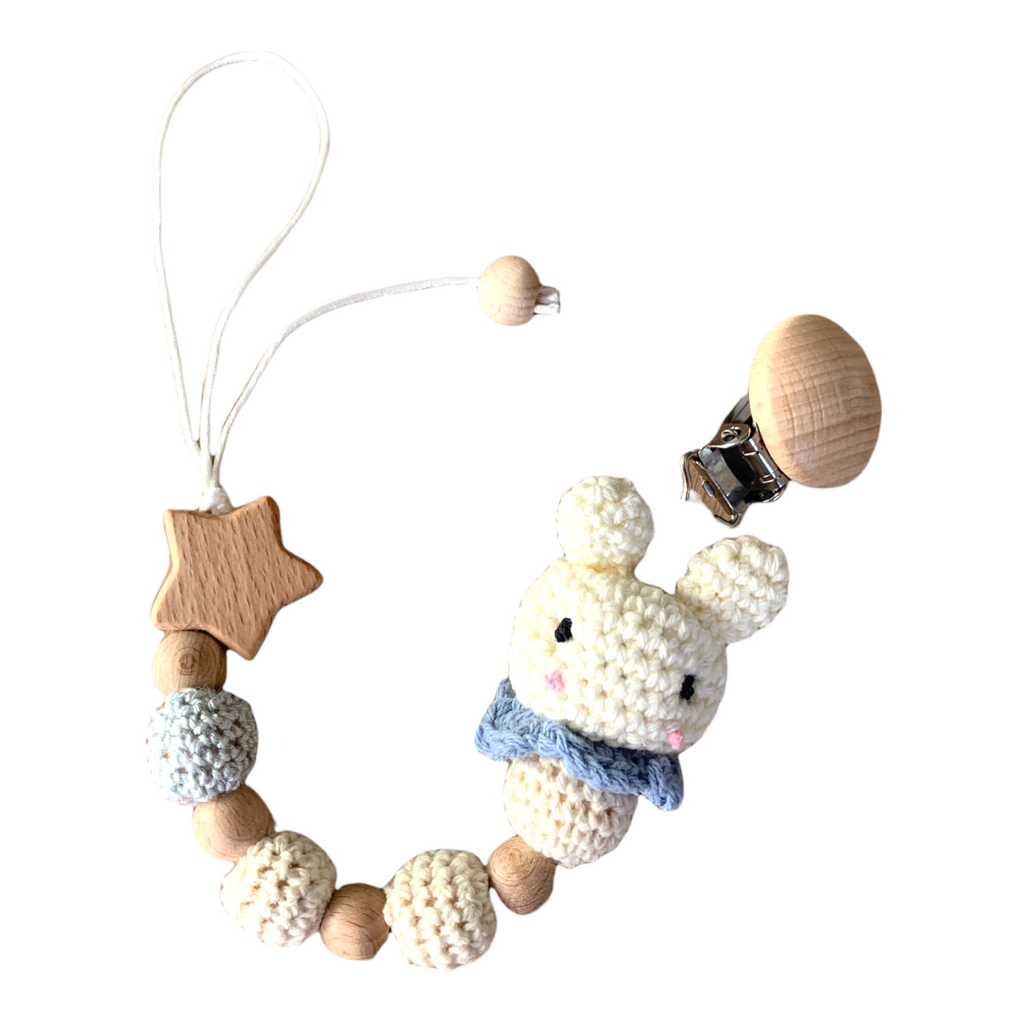 Schnullerkette Hase blau