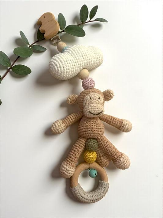 Gehäkelter Anhänger Affe Wolke