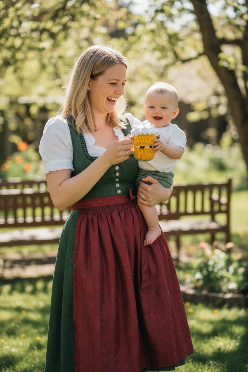 Handgehäkelte Babyrassel Bierrassel Bayern – Bierkrug Design – Geschenk zur Geburt & Taufe – Baumwolle