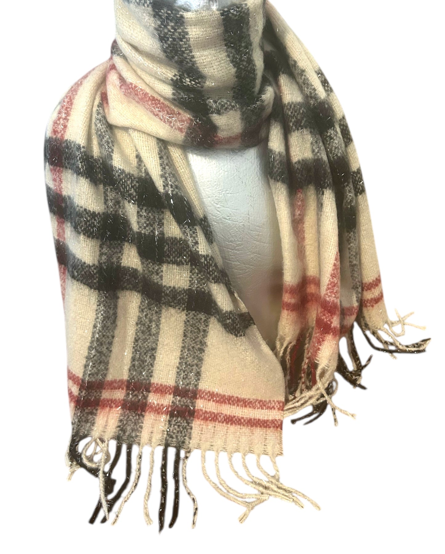 Kuscheliger XL-Schal kariert-Glitzer Herbst