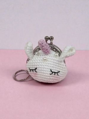 Mini-Gelbörse Portemonnaie handgehäkelt Einhorn