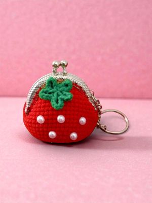 Mini-Gelbörse Portemonnaie handgehäkelt Erdbeere
