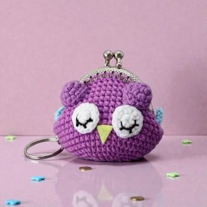 Mini-Gelbörse Portemonnaie handgehäkelt Eule
