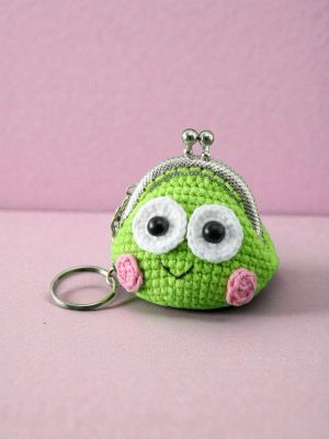 Mini-Gelbörse Portemonnaie handgehäkelt Frosch