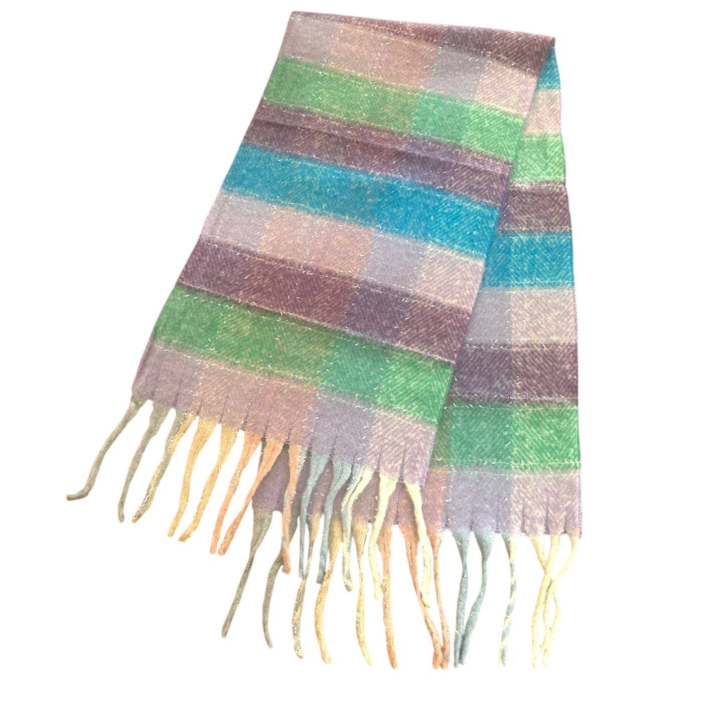 Kuscheliger XL-Schal lila-grün-Glitzer