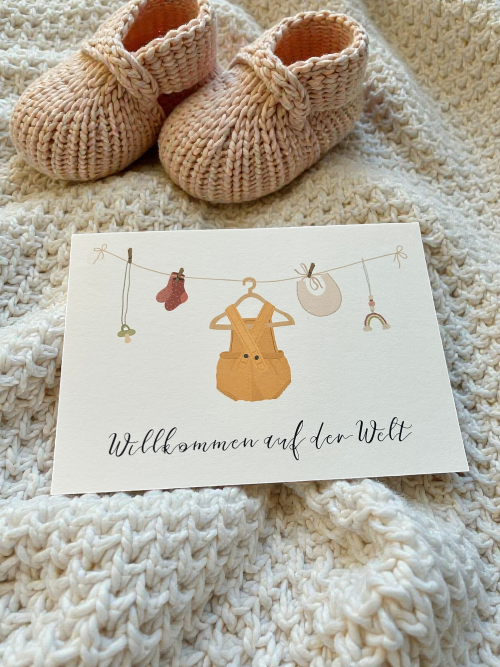 Geburtskarte Wäscheleine Babybody personalisiert