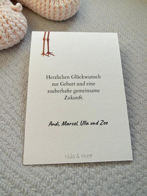Geburtskarte Storch mit Baby personalisiert