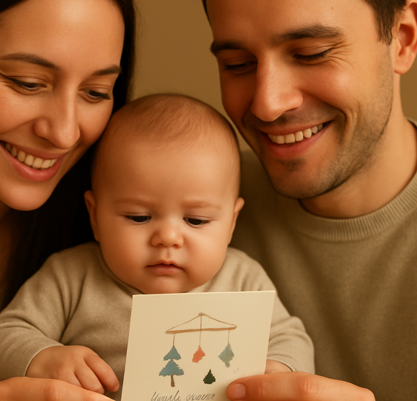 Geburtskarte Baby-Mobile personalisiert