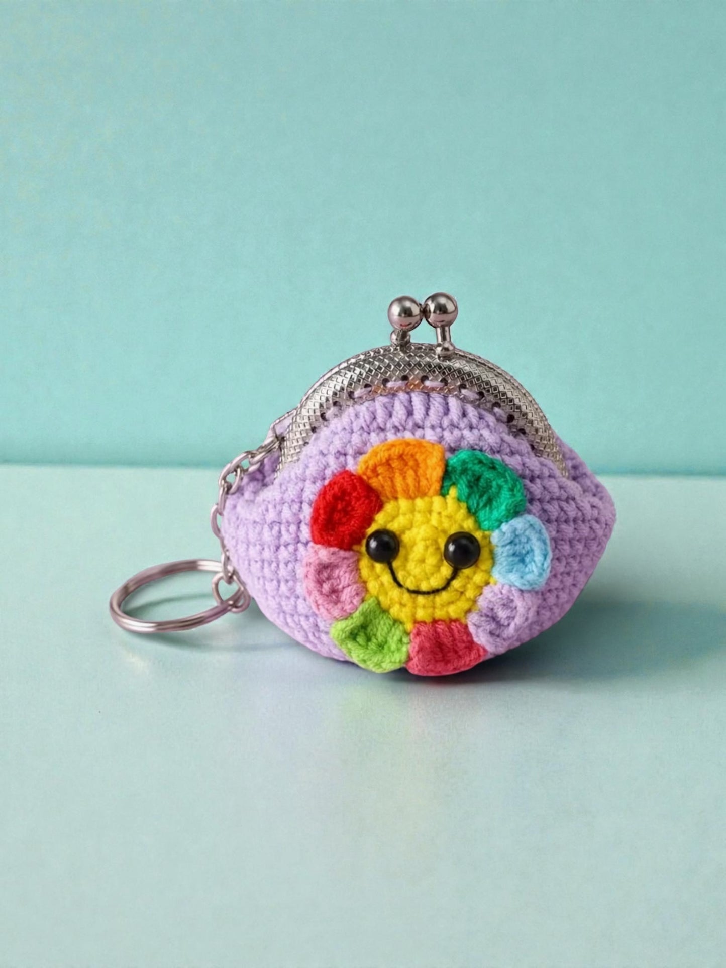 Mini-Gelbörse Portemonnaie handgehäkelt Sonnenblume