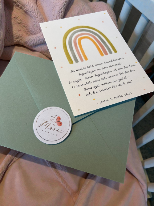 Geburtskarte/ Karte zur Taufe Regenbogen
