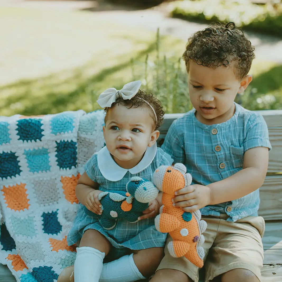 Baby-Decke gehäkelt Blau Sommer